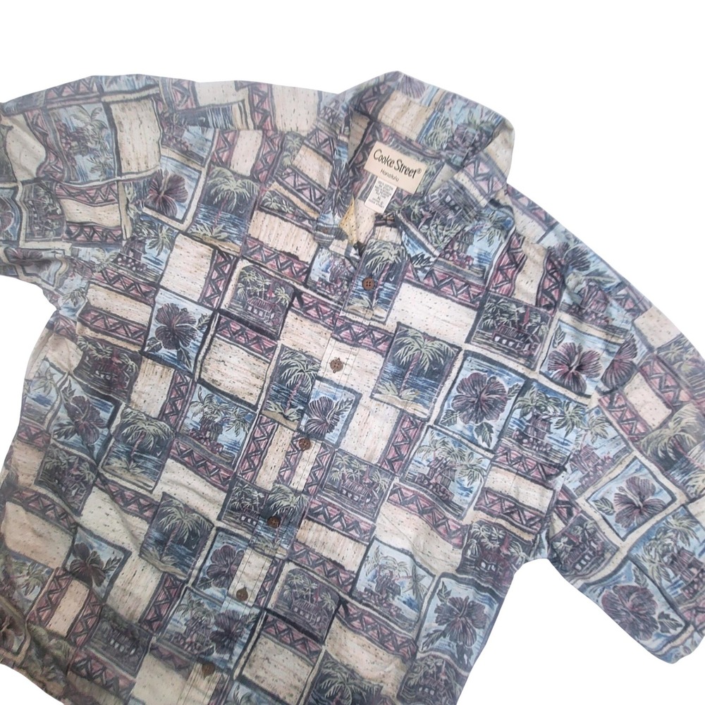 Cooke Street Honolulu‎ Mens XL Hawaiian Shirt Aloha  Print Short Sleeve Cotton